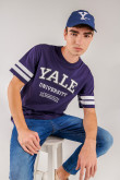 Camiseta, con estampado en frente y mangas, de Yale