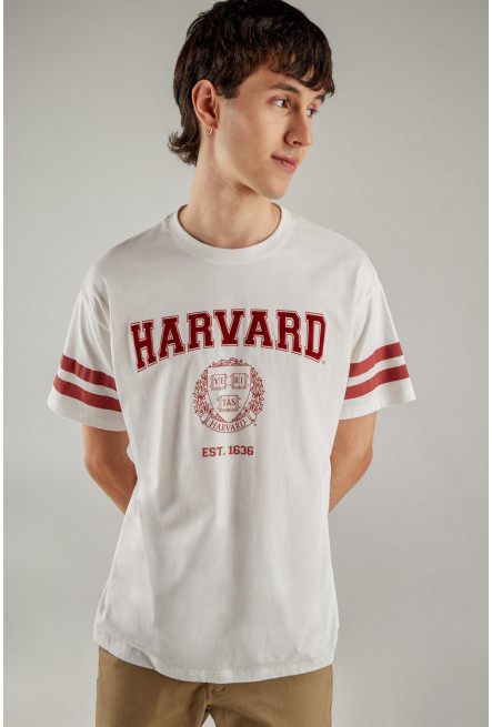 Camiseta, con estampado en frente y mangas, de Harvard