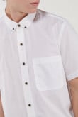 Camisa manga corta unicolor con cuello sport collar
