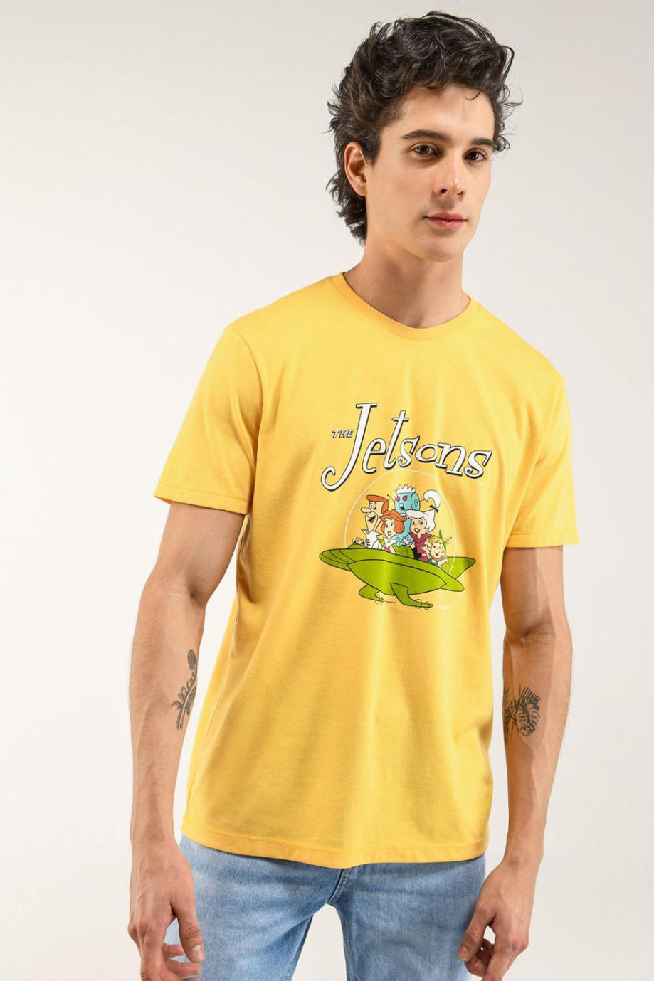 Camiseta amarilla manga corta con estampado de Los Supersónicos