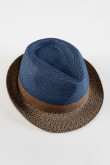 Sombrero tejido azul intenso con ala corta en contraste