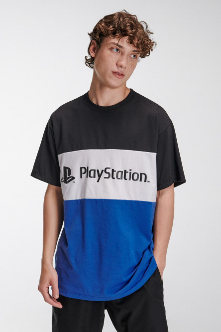 Camiseta manga corta negra con estampado de PlayStation
