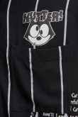 Camisa negra a rayas con manga corta y diseños de Félix el Gato