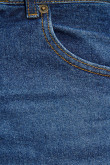 Jean azul oscuro carrot tiro bajo con detalles en láser