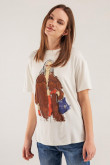 Camiseta femenina manga corta, estampada con telovit.