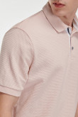 Camiseta polo rosada manga corta con cuello tejido