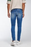 Jean tiro bajo skinny azul oscuro con efectos desteñidos y tiro bajo