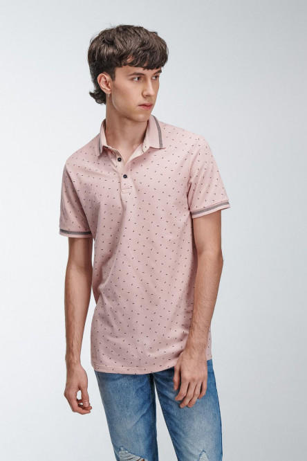 Camiseta Polo estampada con cuello y puños tejidos.