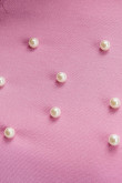 Camiseta manga larga unicolor con perlas y gola en frente