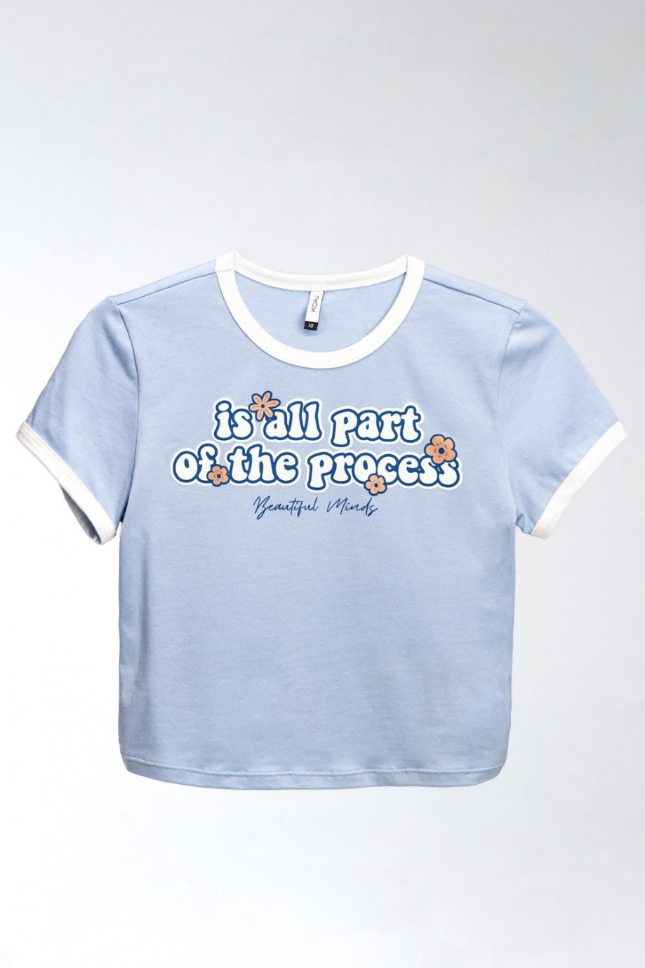 Camiseta unicolor manga corta con estampado de letras en frente