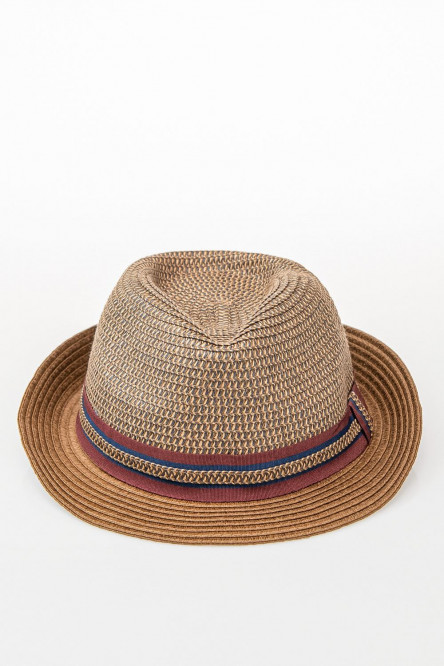Sombrero tejido con cinta decorativa