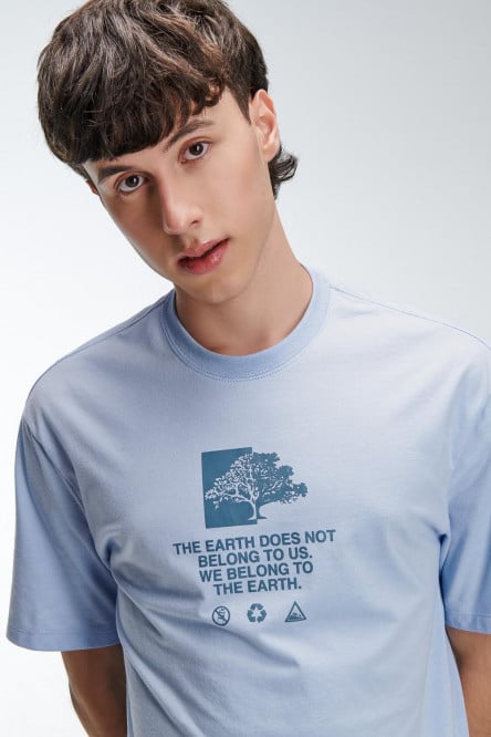 Camiseta para hombre manga corta, con estampado básico sobre el frente