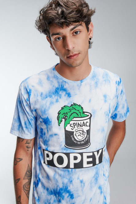 Camiseta tie dye manga corta estampado de Popeye