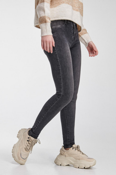 Jean gris oscuro jegging con tiro alto y ajuste ceñido