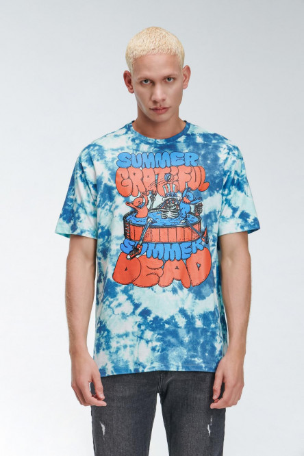 Camiseta tie dye manga corta, estampado de Grateful Dead