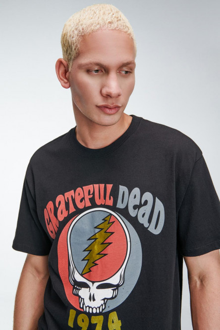 Camiseta tie dye manga corta, estampado de Grateful Dead