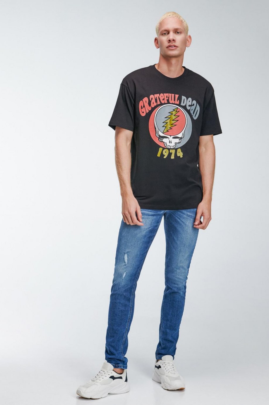 Camiseta oversize manga corta negra con estampado de Grateful Dead