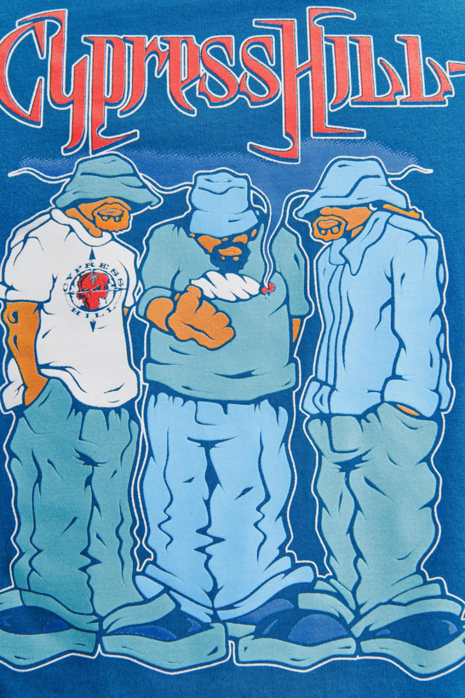 Camiseta cuello redondo azul oscura con estampado de Cypress Hill