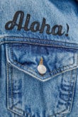 Chaqueta azul clara en jean con diseños de Lilo & Stitch