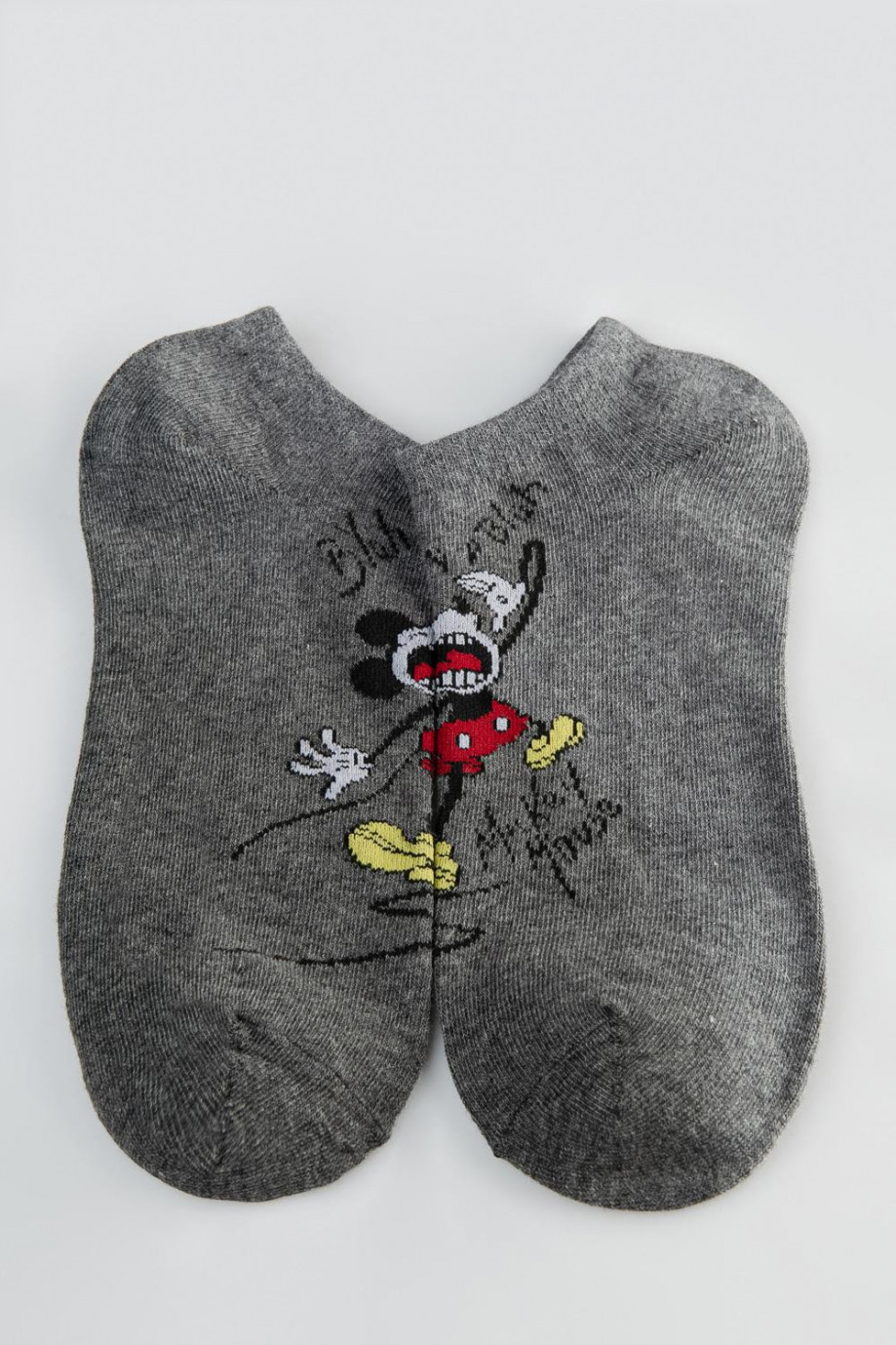 Medias tobilleras unicolores con diseños de Mickey en frente