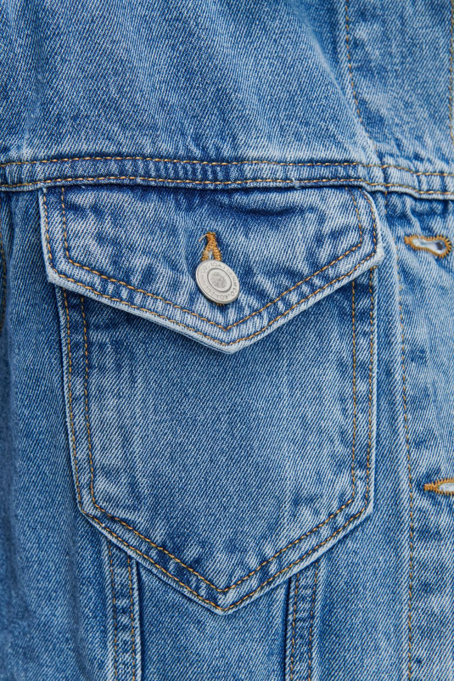 Chaqueta de jean oversize azul clara con bolsillos funcionales