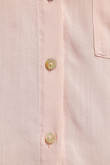 Blusa manga corta unicolor con cuello sport y bolsillo en frente