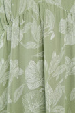 Vestido verde claro corto con escote en V y flores blancas estampadas