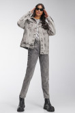 Chaqueta de jean oversize gris medio con bolsillos