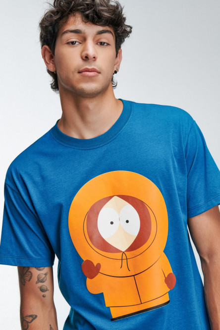 Camiseta manga corta azul oscura con estampados de South Park