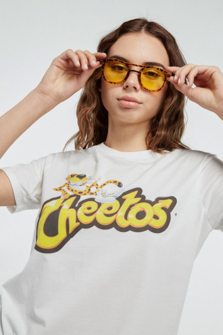 Camiseta manga corta crema claro con estampado de Cheetos