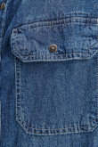 Camisa azul oscura en jean manga larga con bolsillos de tapa