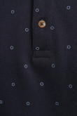 Camiseta polo azul intensa con cuello nerú y estampados mini print