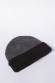 Beanie tejido sencillo, para hombre color gris oscuro con doblez ajustable.