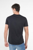 Camiseta manga corta negra con estampado futurista en frente