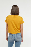Camiseta cuello redondo amarilla intensa con letras estampadas