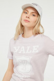 Camiseta lila claro manga corta con estampado blanco de Yale