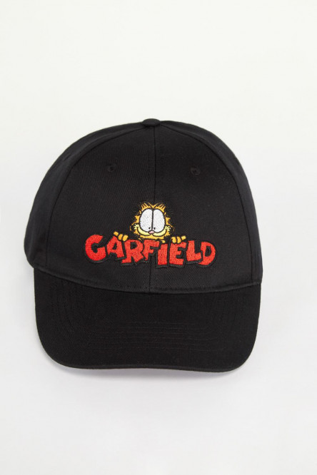 Gorra negra, bordado en frente Garfield