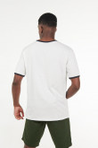 Camiseta manga corta crema claro estampada con detalles en contraste