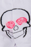 Medias unicolores tobilleras con arte de calavera con rosas