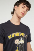 Camiseta azul intenso con estampado de Monopolio y mangas cortas