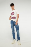 Camiseta unicolor manga corta con estampado delantero