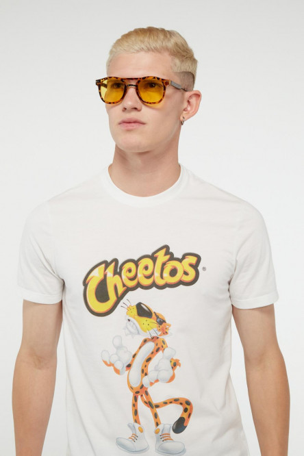 Camiseta cuello redondo crema claro con diseño de Cheetos
