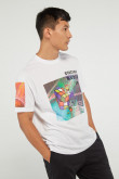 Camiseta blanca oversize manga corta con diseños de cubo de Rubik
