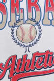 Camiseta cuello redondo crema clara con diseño college de béisbol en frente