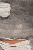 Short en jean gris oscuro con doblez en bordes y rotos