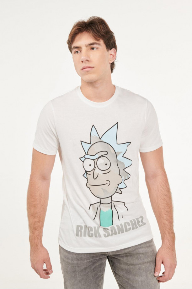 Camiseta manga corta crema claro estampado de & Morty