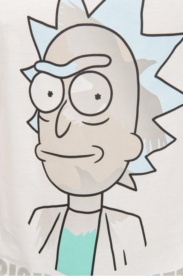 Camiseta manga corta crema claro con estampado de Rick & Morty