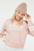 Buzo rosado claro con estampados college de Yale y cuello redondo