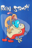 Camiseta azul medio con manga corta y estampado de Ren & Stimpy