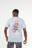 Camiseta oversize unicolor con estampados y manga corta
